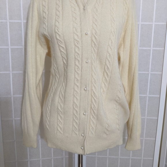 Vintage angora 60s beaded cardigan sweater S - Picture 6 of 6